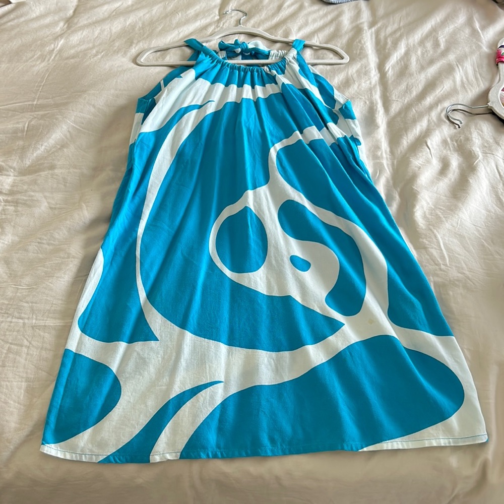 Blue boat neck dress sleeveless small